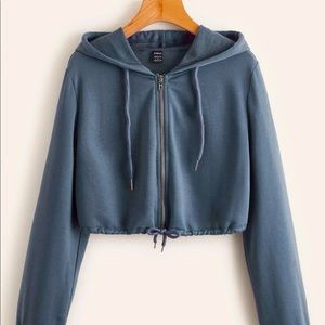 Zipper front solid sweatshirt xs